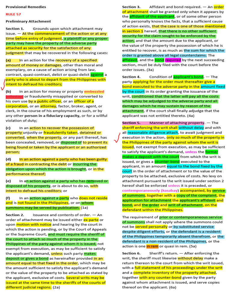 Rule 57: Preliminary Attachment in Court | PDF | Judgment (Law) | Summons