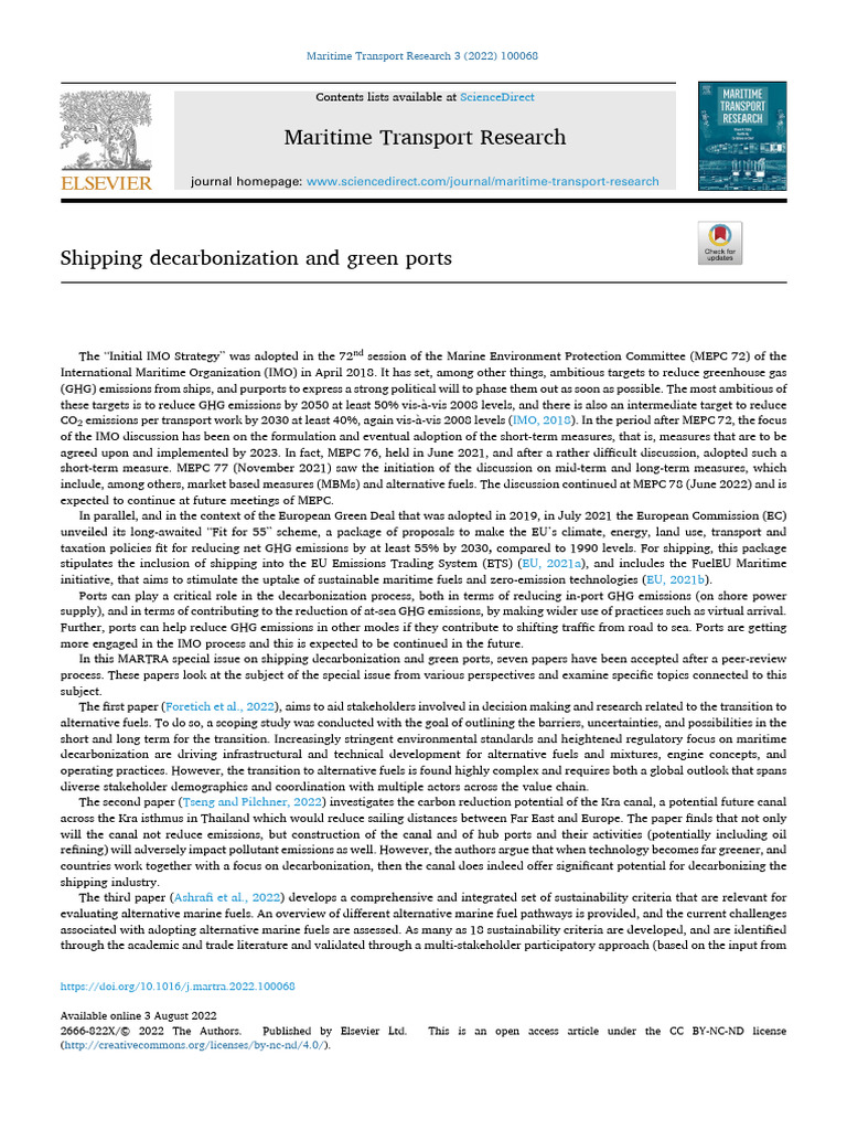 Shipping Decarbonization and Green Ports | PDF | Climate Change ...