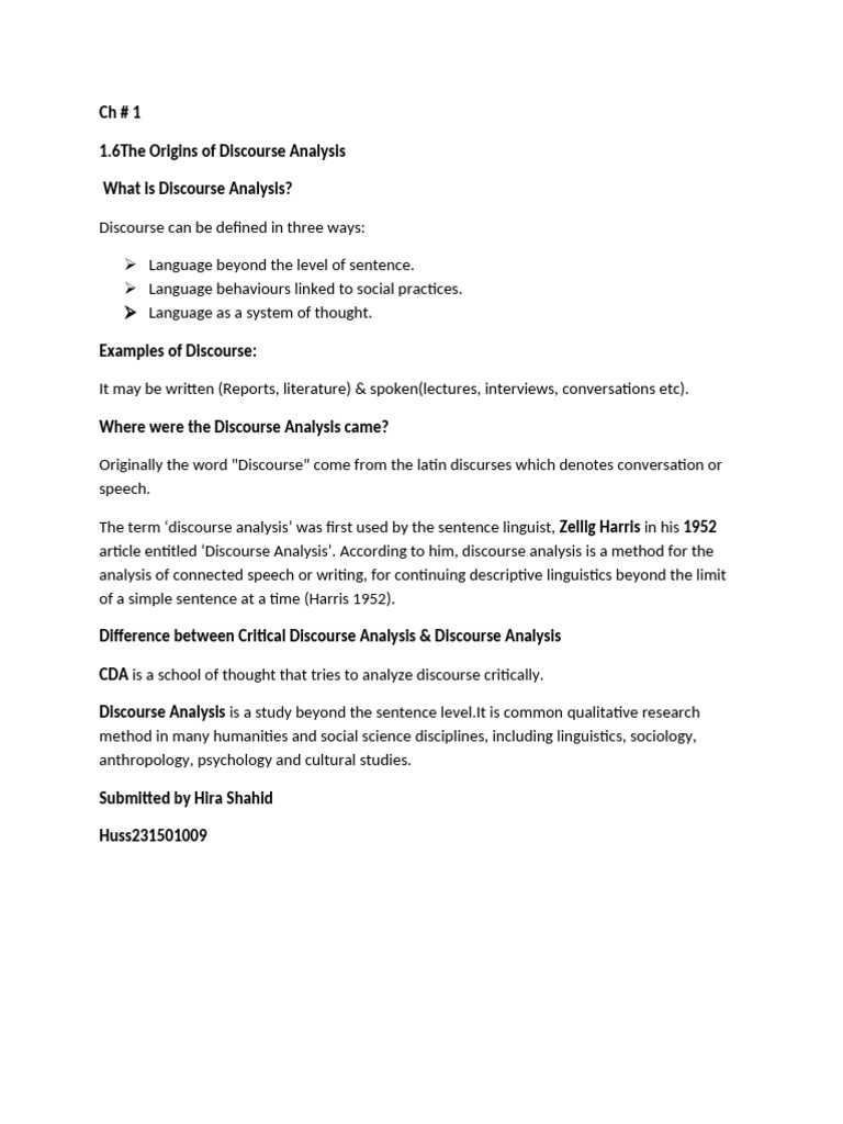 Understanding Discourse Analysis Basics | PDF