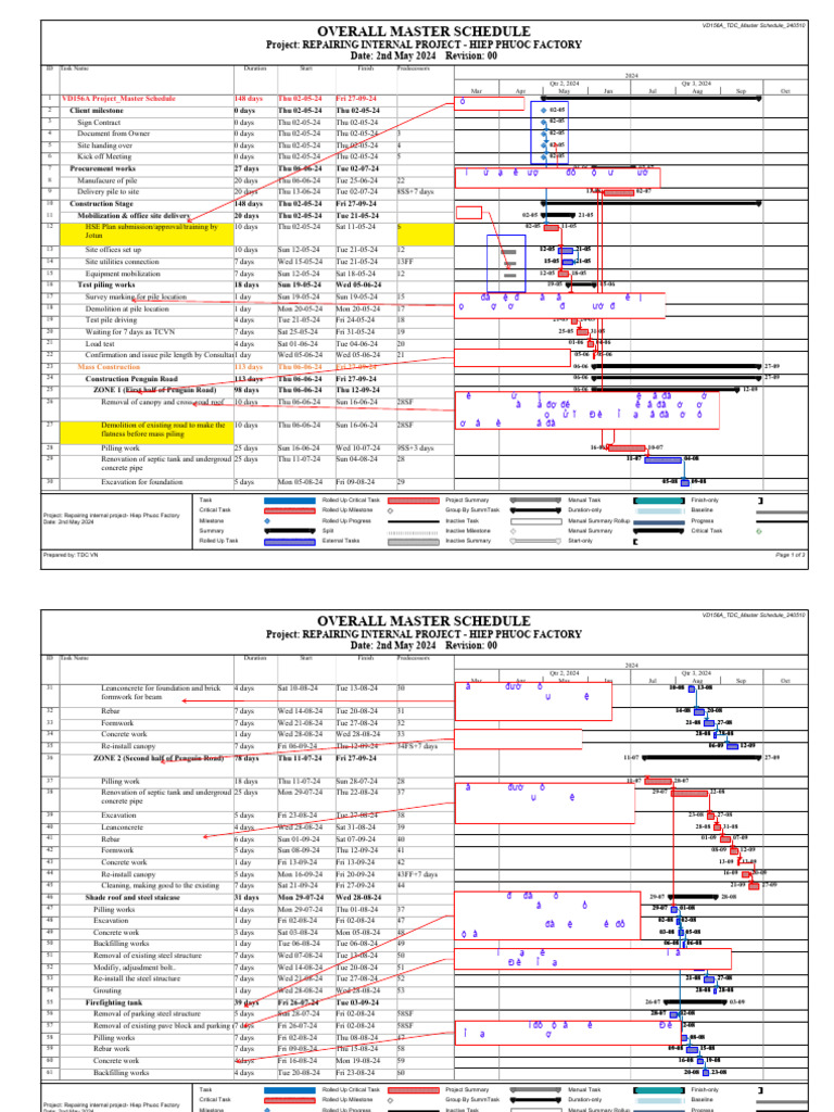 240510-Jot - TDC - PMS - Master Schedule For FC - Rev0 | PDF