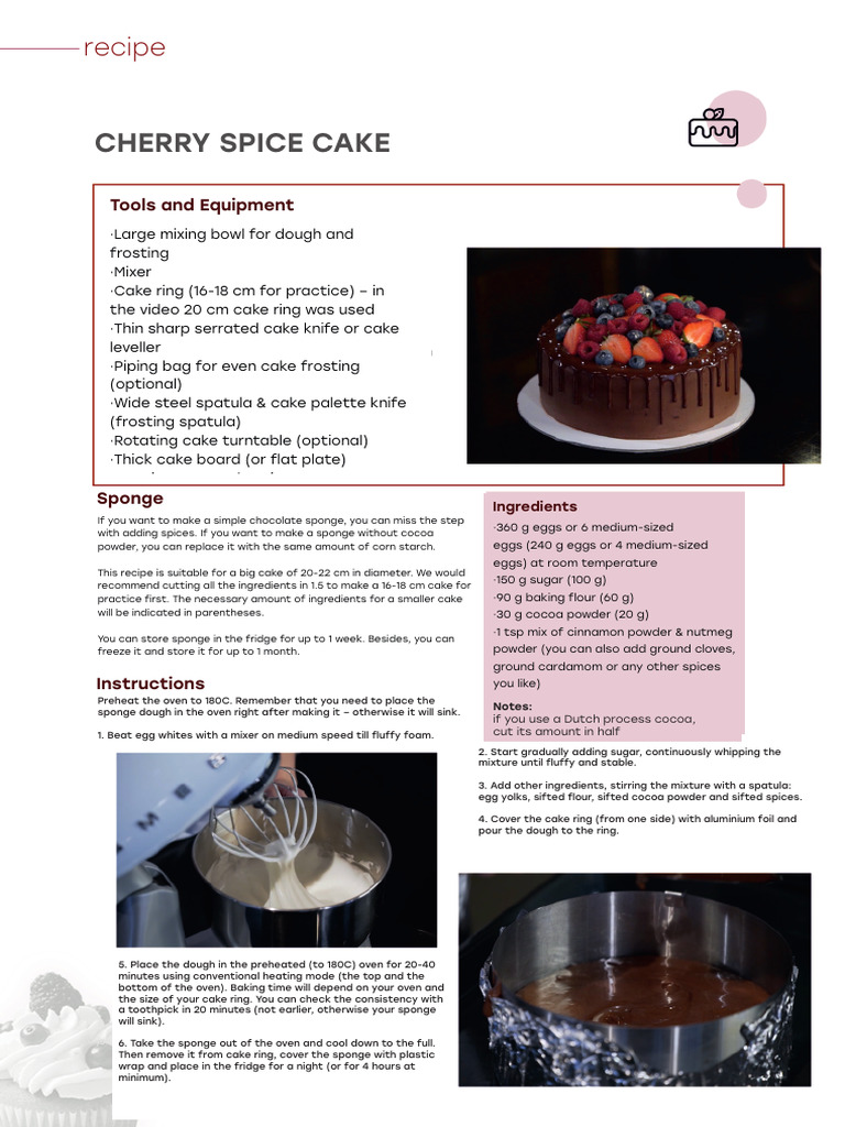 Cherry Spice Cake Recipe Guide | PDF | Cakes | Chocolate