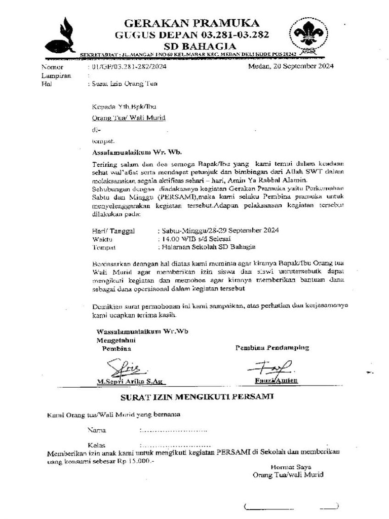 Formulir Pramuka Persami | PDF