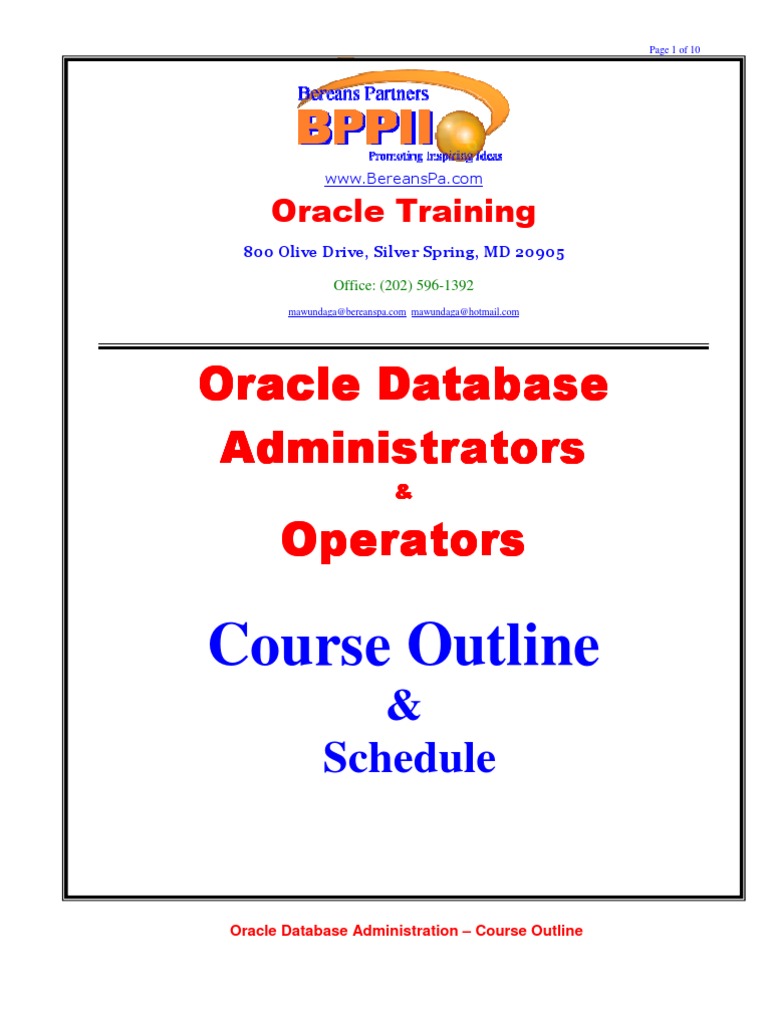 DBA Course Outline | Oracle Database | Database Index