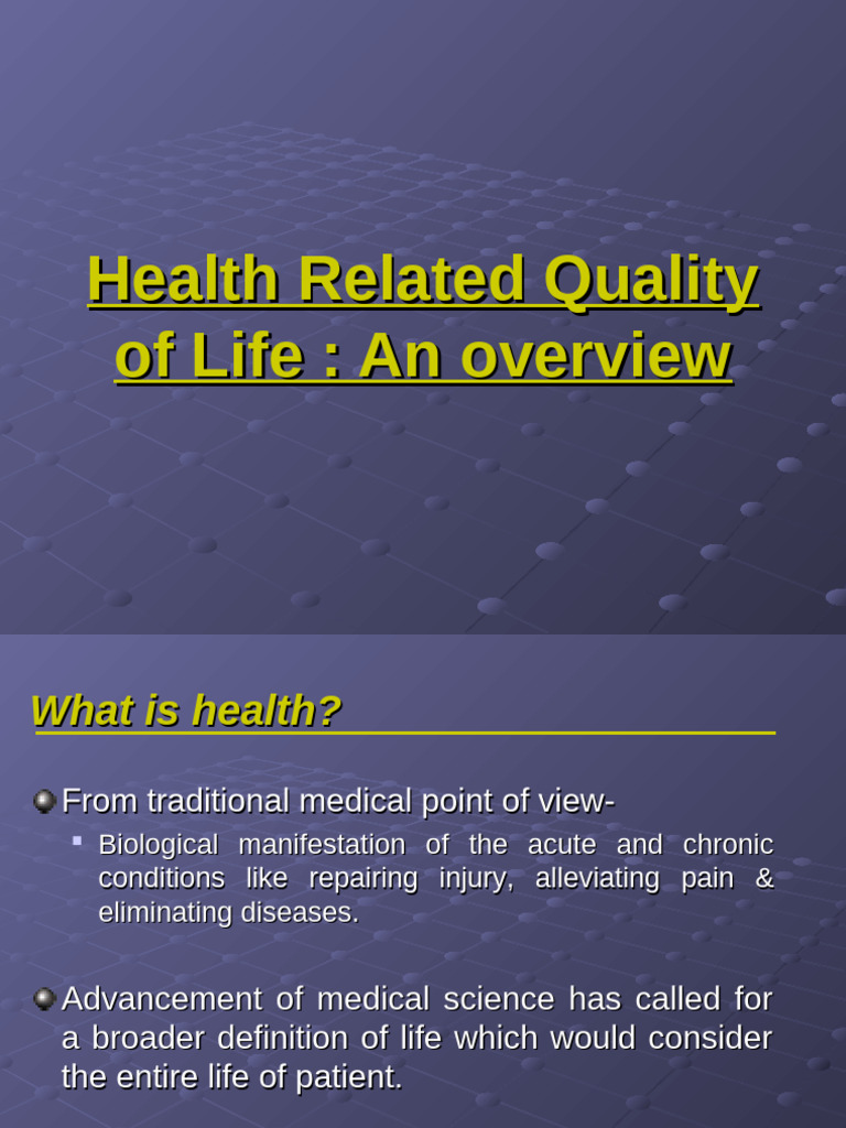 Overview of Health-Related Quality of Life | PDF | Validity (Statistics ...