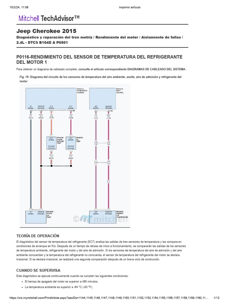 Diagnóstico de Códigos P0117 y P0119 | PDF | Conector eléctrico | Red ...