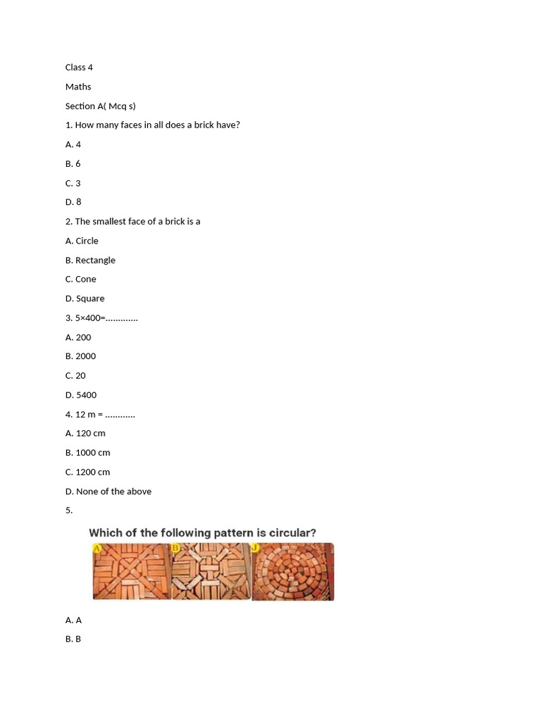 Class 4 Maths MCQs and Exercises | PDF