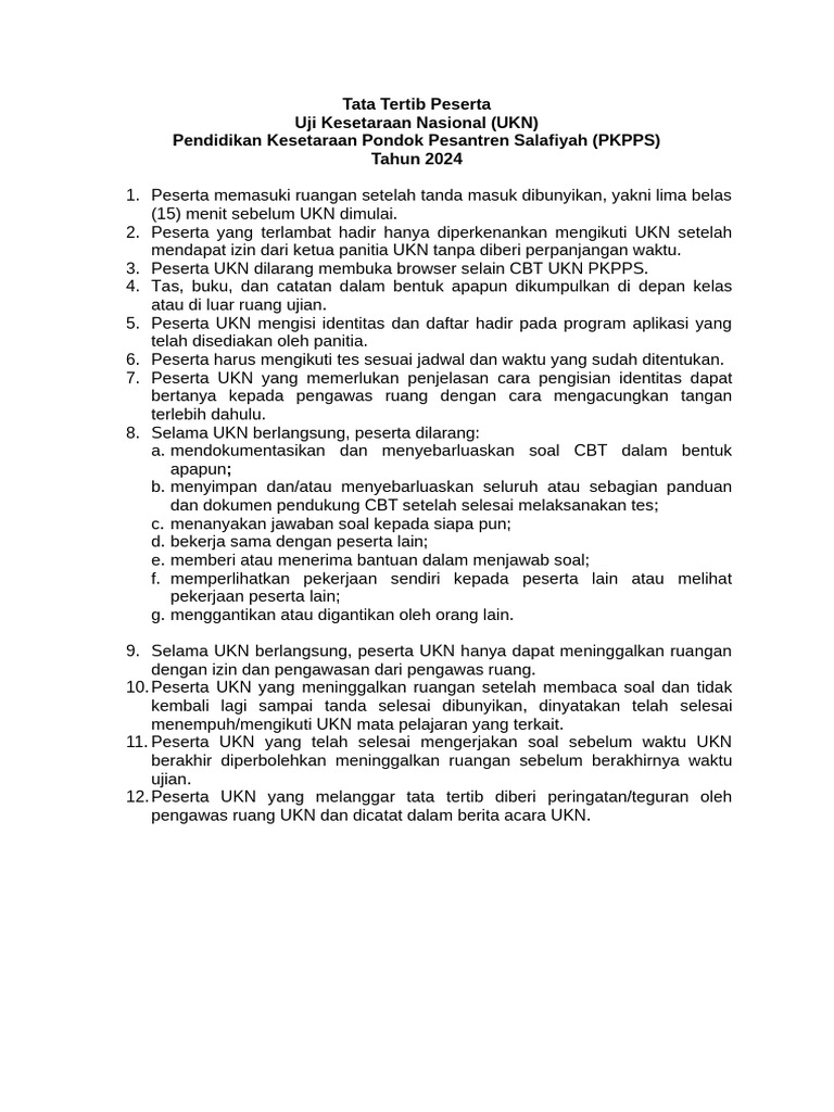 Tata Tertib UKN PKPPS 2024 | PDF