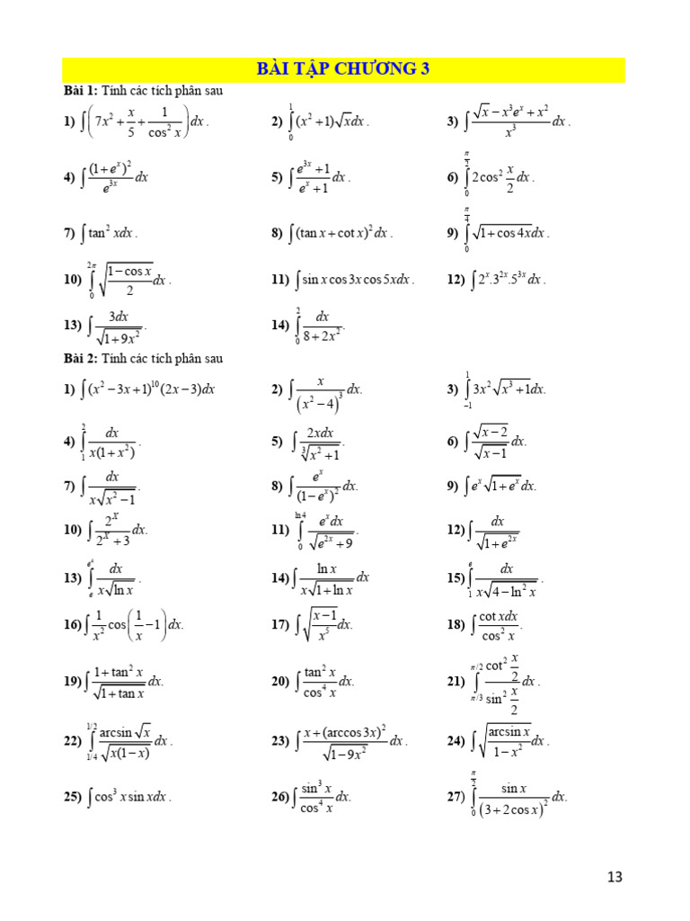 ToanC1 Chuong3 2021 SV BT | PDF