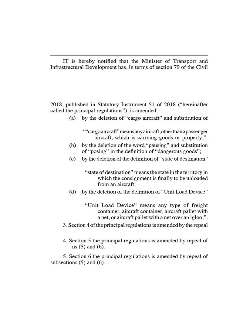 SI 2023-072 Civil Aviation (Dangers Goods) (Amendment) Regulations ...