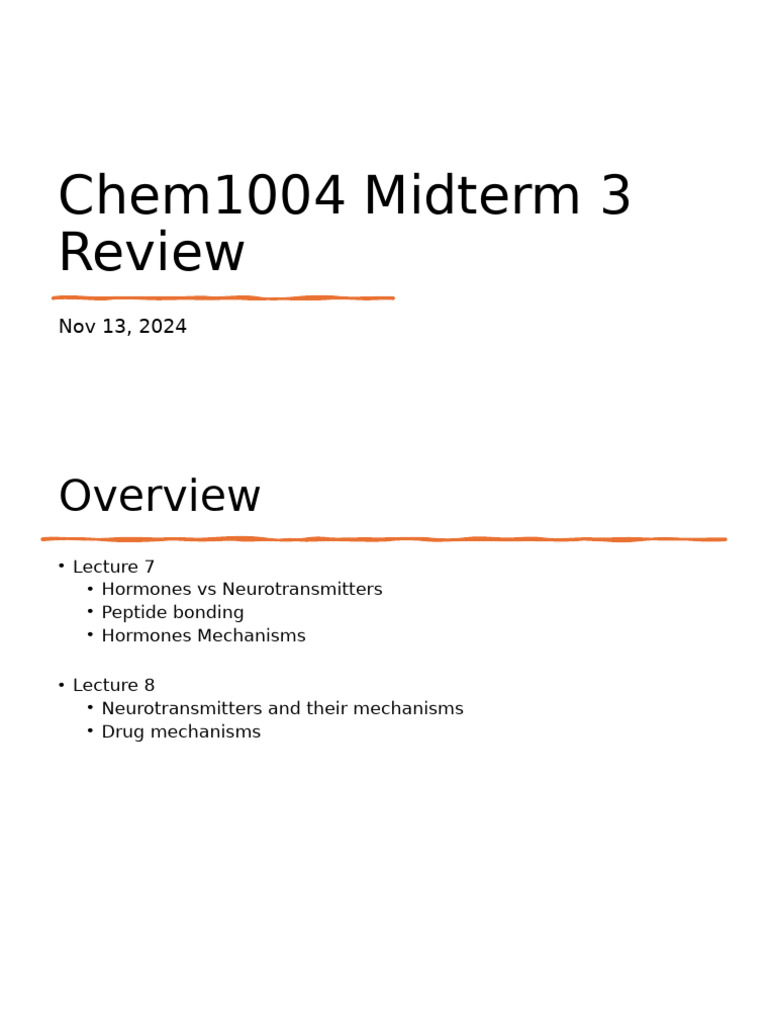 Chem1004 Midterm 3 Review Guide | PDF | Neurotransmitter | Thyroid