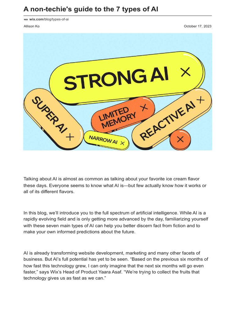 A non-techie's guide to the 7 types of AI | PDF | Artificial