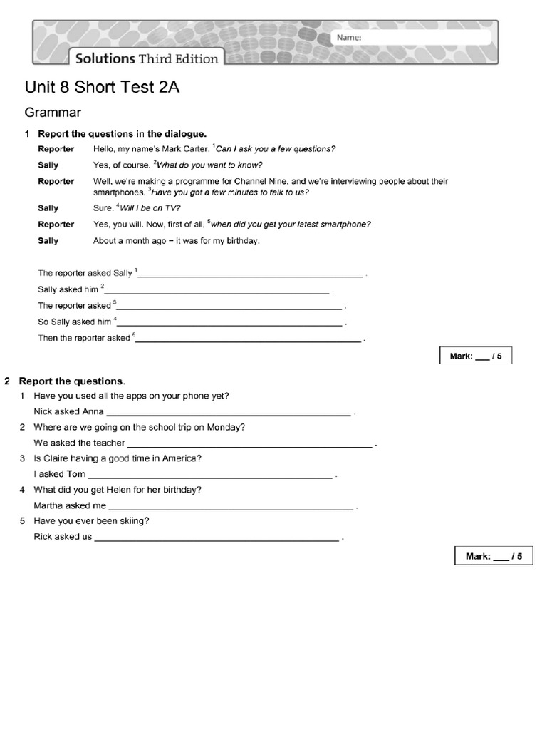 Unit 8 - Test | PDF