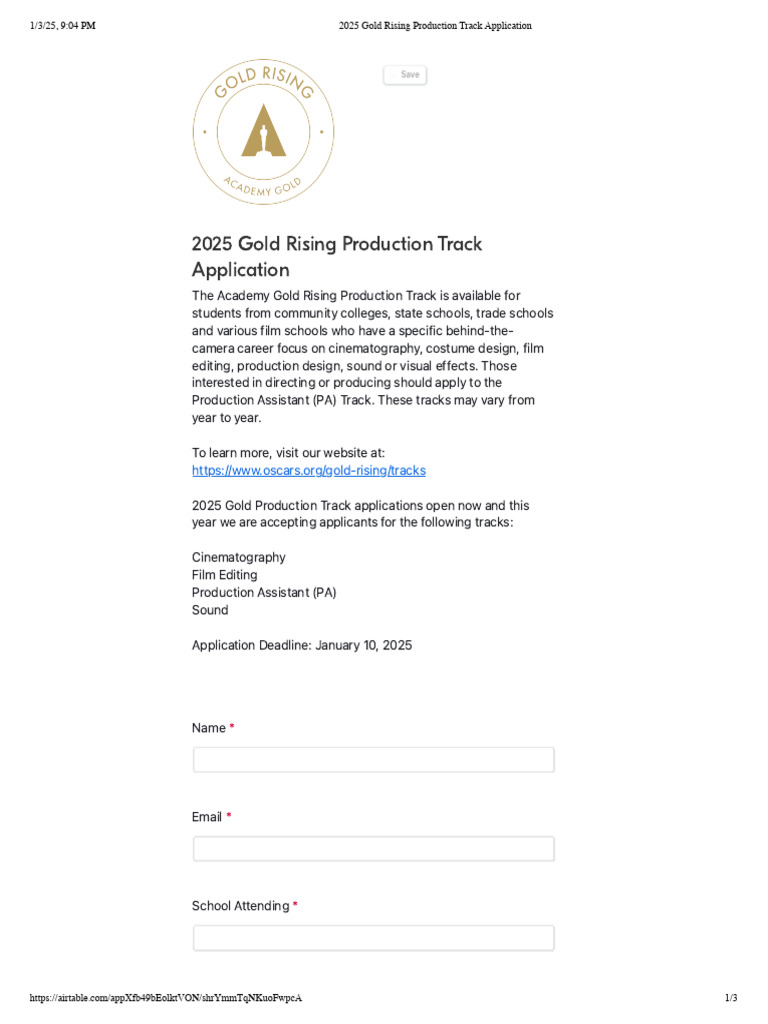 2025 Gold Rising Production Track Info | PDF