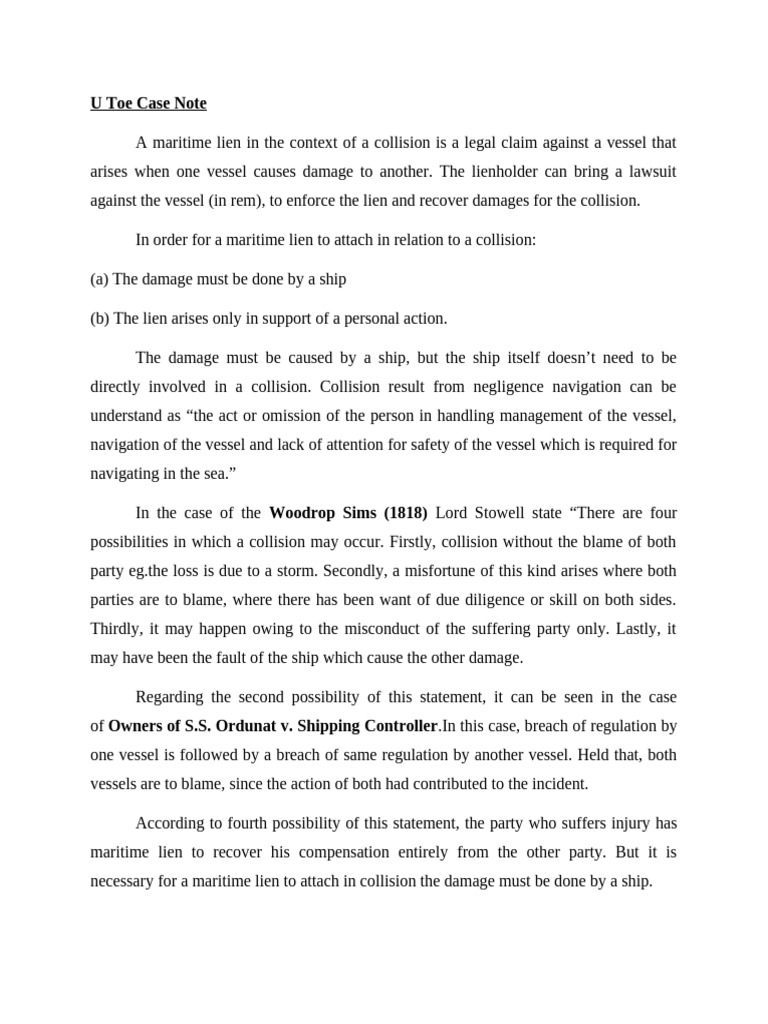 U Toe Case Note | PDF | Common Law | Ships