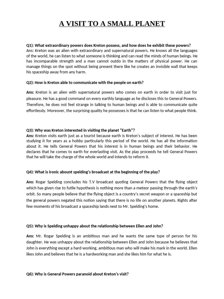 Kreton's Earth Visit: Powers and Reactions | PDF