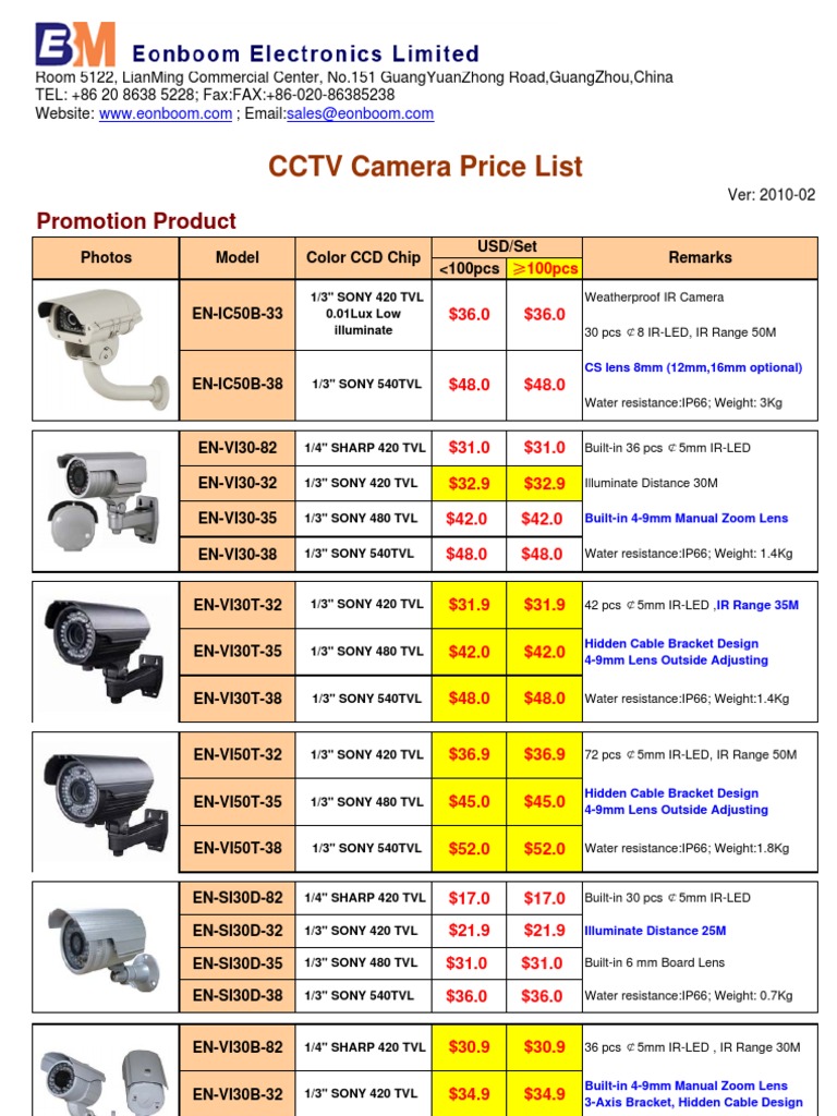 CCTV Camera Price List 2023 | PDF | Camera Lens | Camera
