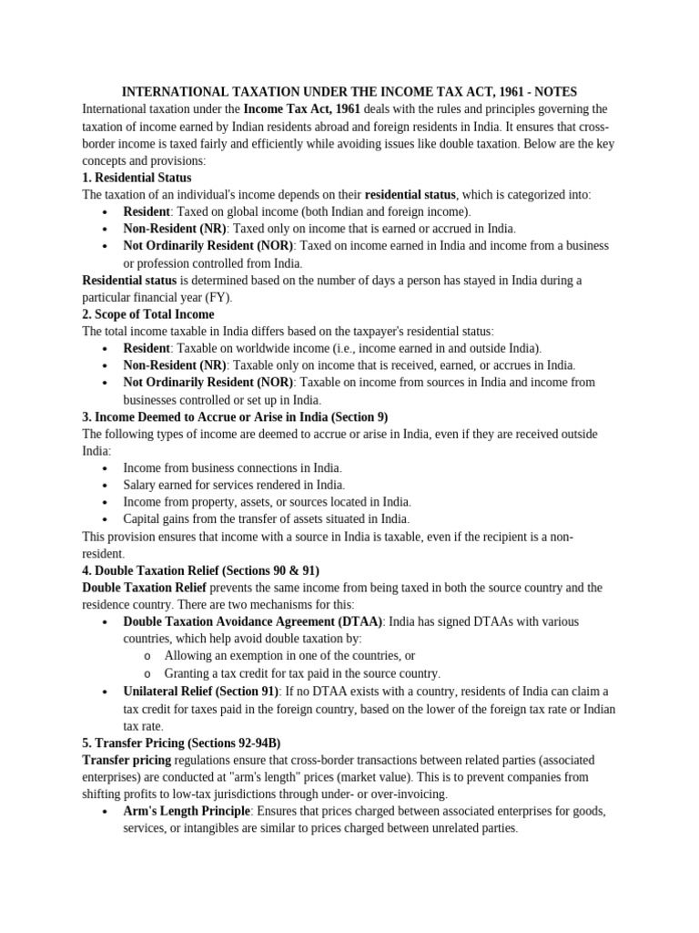 International Taxation Under The Income Tax Act | PDF | Tax Treaty ...