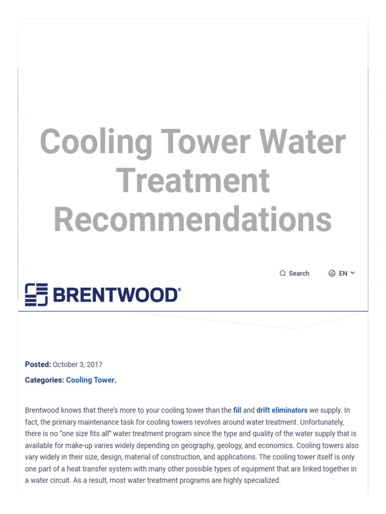 Cooling Tower Water Treatment Guide | PDF | Water Treatment | Water