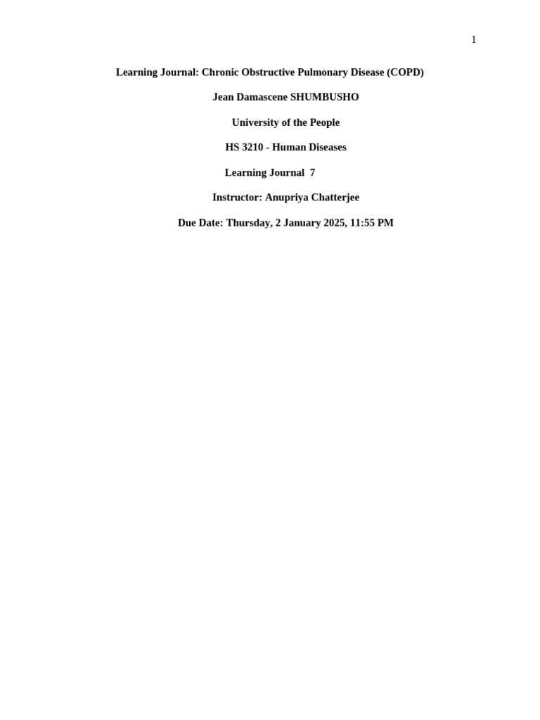 Chronic Obstructive Pulmonary Disease (COPD) | PDF | Chronic ...