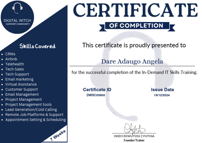 Digital Skills Training Completion | PDF