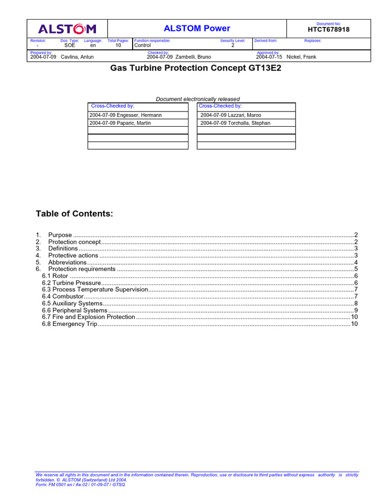 GT13E2 Gas Turbine Protection System | PDF | Turbine | Mechanical ...