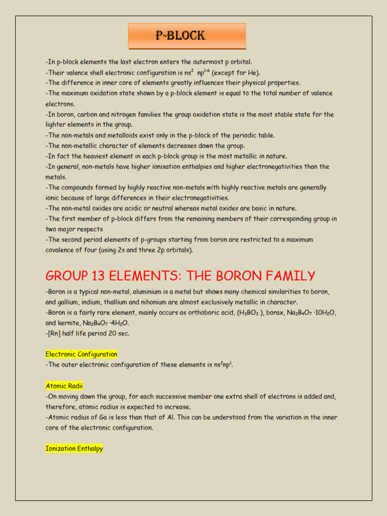 P-Block Elements: Properties & Trends | PDF | Carbon Dioxide | Physical ...