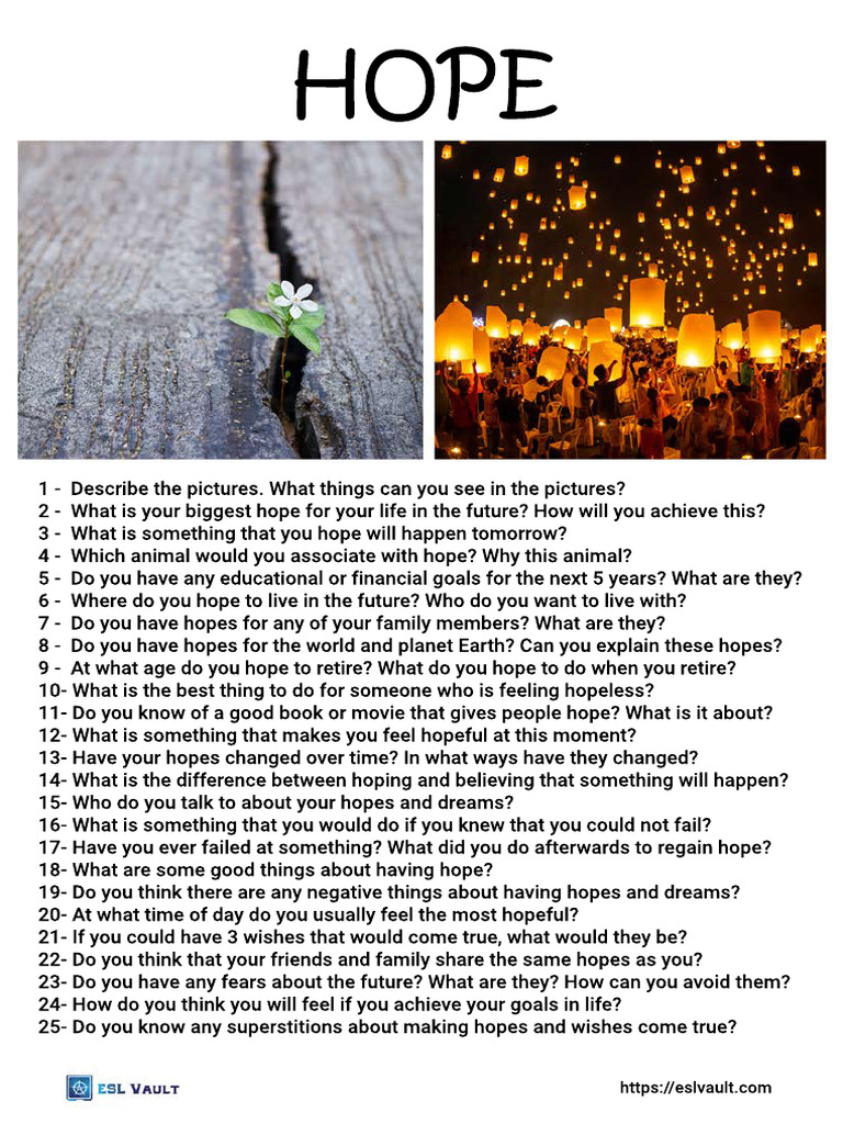 ESL Conversation Questions on Hope | PDF