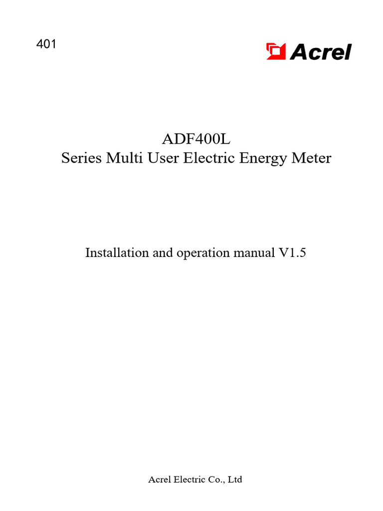 ADF400L Electric Energy Meter Manual | PDF | Power Supply | Ac Power