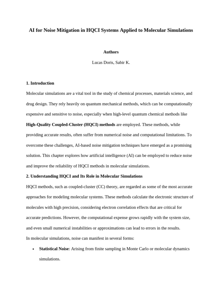 AI for Noise Mitigation in HQCI Systems Applied to Molecular ...
