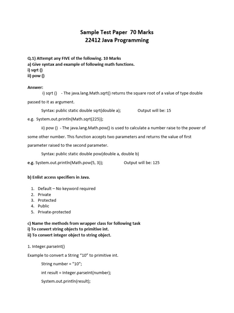 JPR 22412 Sample Test Paper 70 Marks | PDF | Parameter (Computer ...