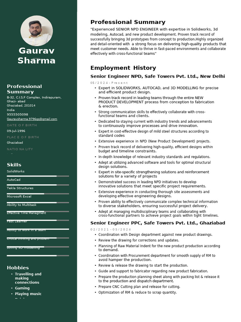 Gaurav Sharma Resume | PDF | New Product Development | Engineering
