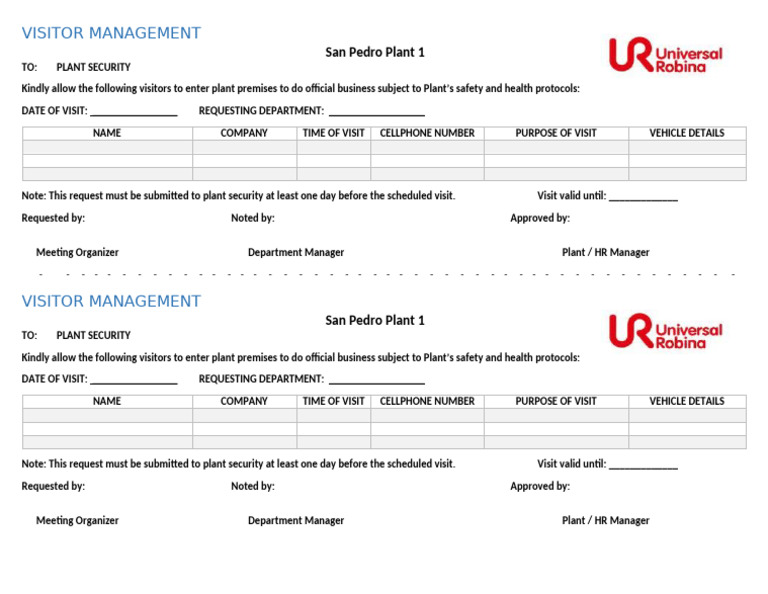 Visitor Management Form | PDF