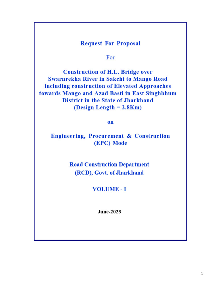 RFP for H.L. Bridge Construction in Jharkhand | PDF | Takeover ...