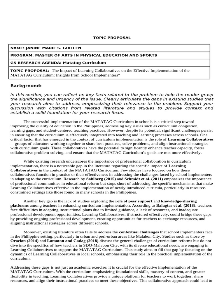 Topic proposal learning collaborative pdf curriculum teachers