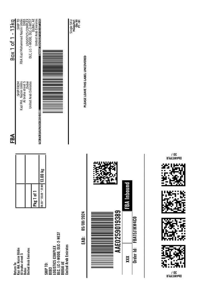 FBA Shipment Details for Mosquito1 | PDF