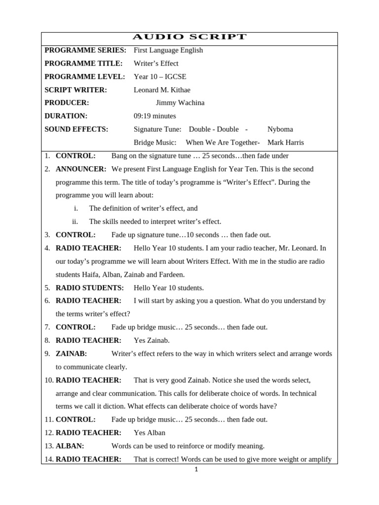 AUDIO SCRIPT | PDF | Metaphor | Cognition