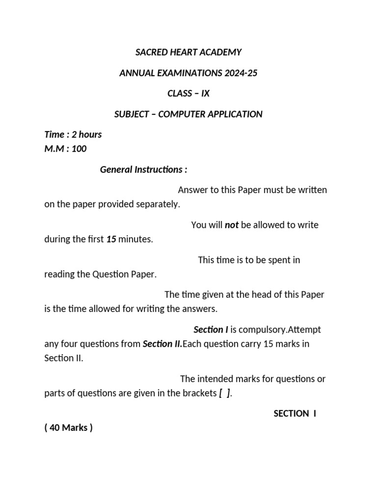 Computer IX Annual Examinations IX 2024-25 | PDF | Software Engineering ...