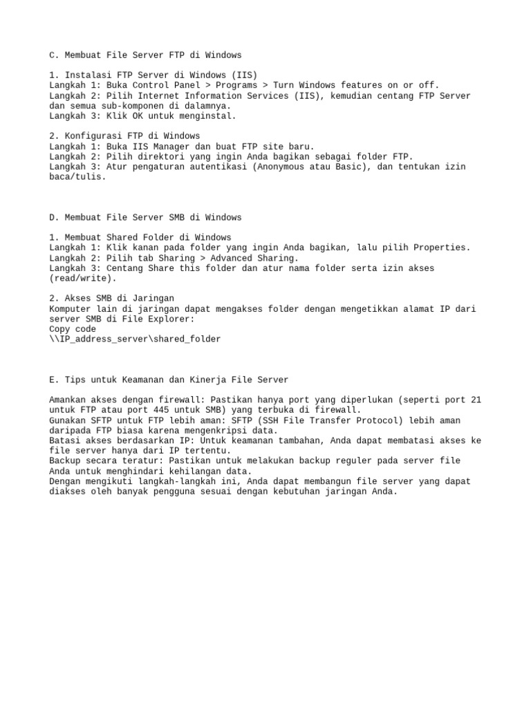 Membuat File Server FTP Di Windows | PDF