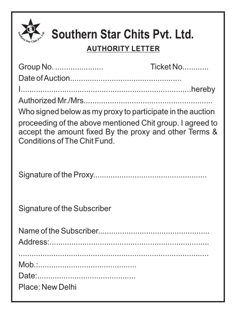 Auction Proxy Authorization Letter | PDF