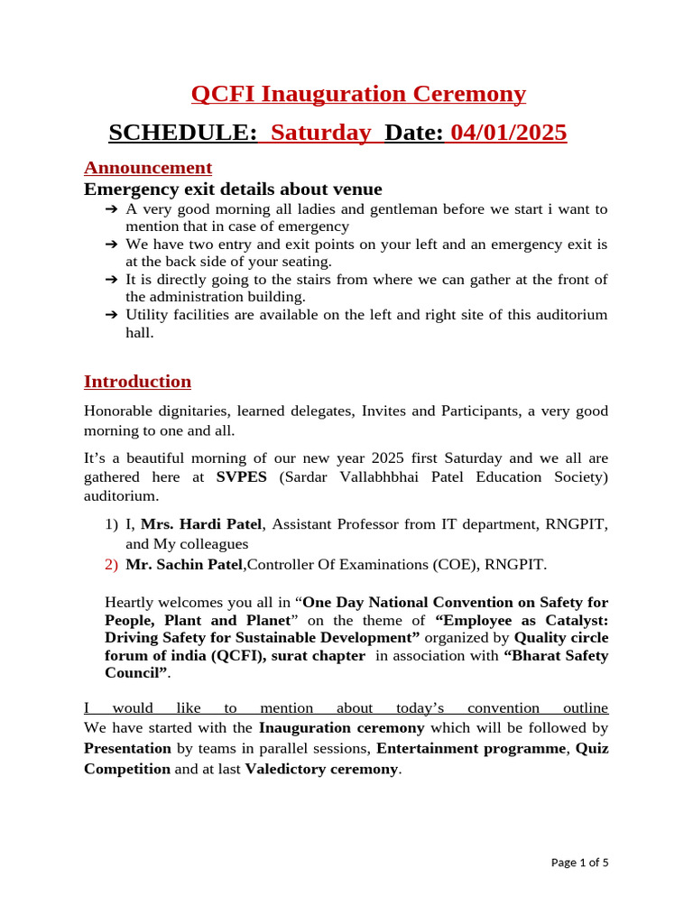 QCFI National Convention 2025 Inauguration | PDF