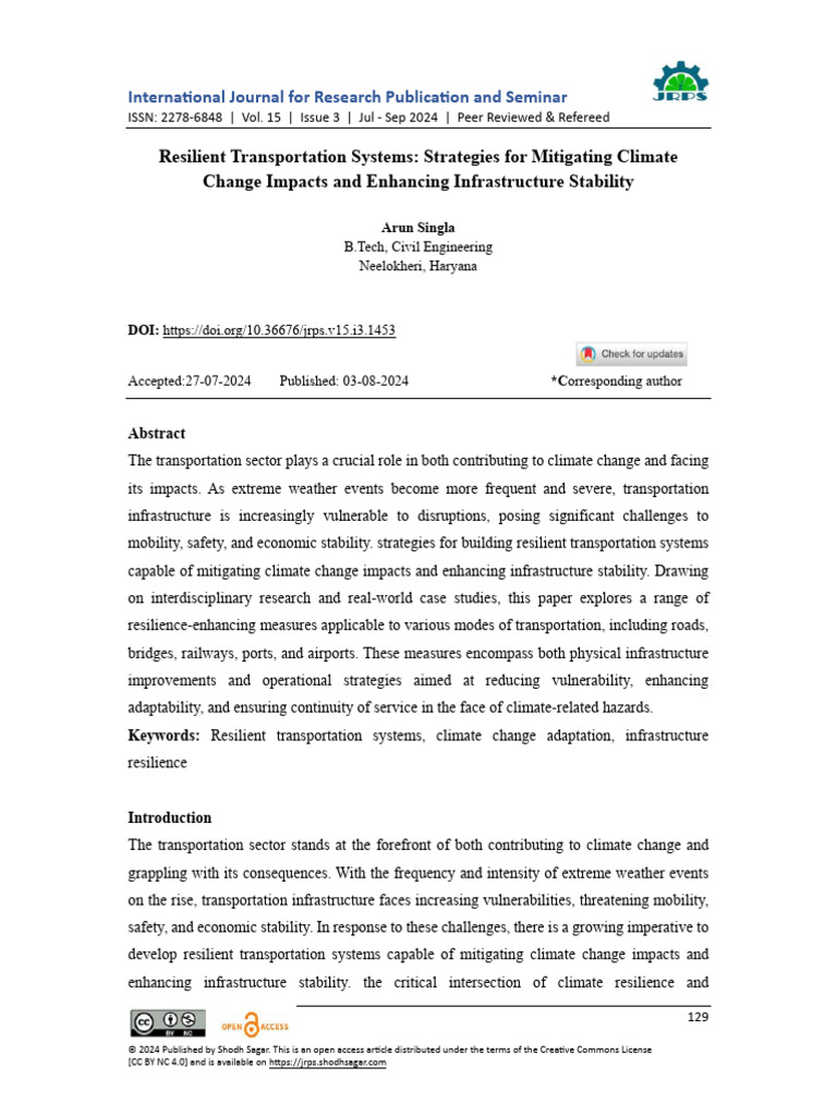 Resilient Transportation Systems Strategies For Mi Pdf Climate