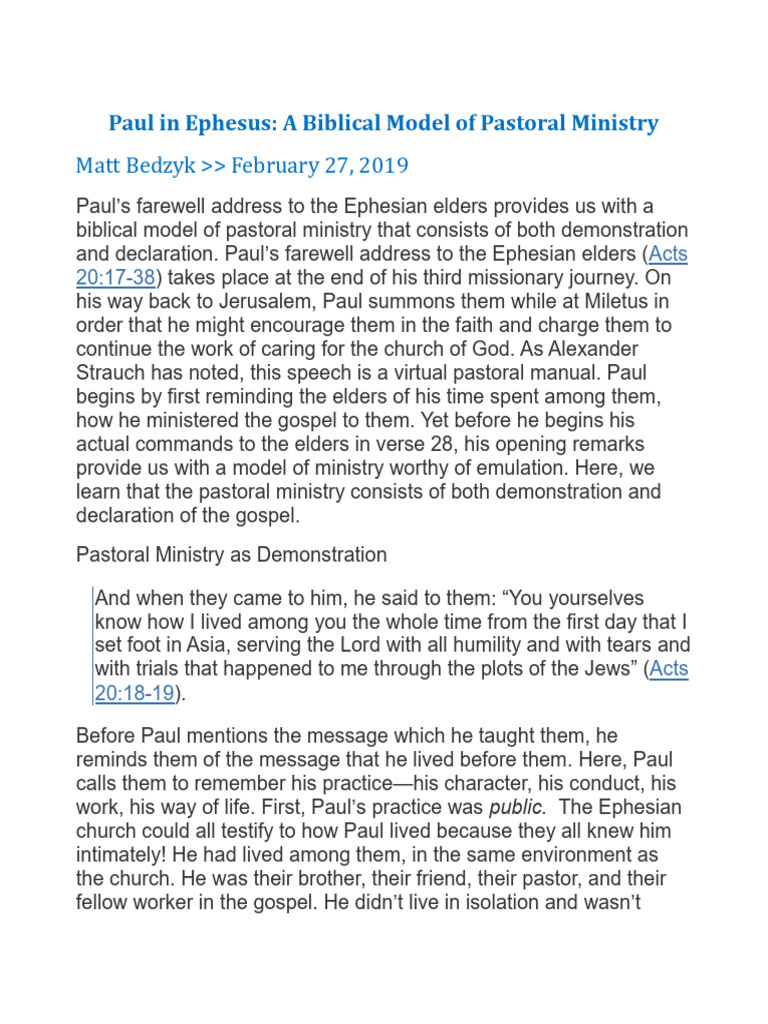 Paul’s Model of Pastoral Ministry | PDF | Paul The Apostle | Jesus