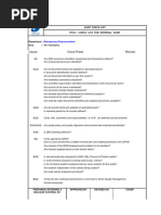 Process Audit Check Sheet - V0 | PDF | Audit