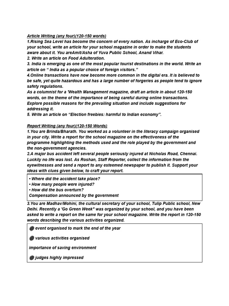 School Writing & Reporting Tasks | PDF | News