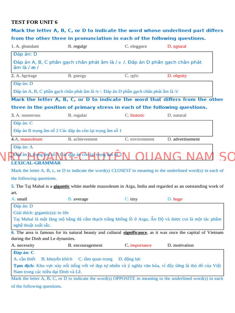 Test For Unit 6 | PDF