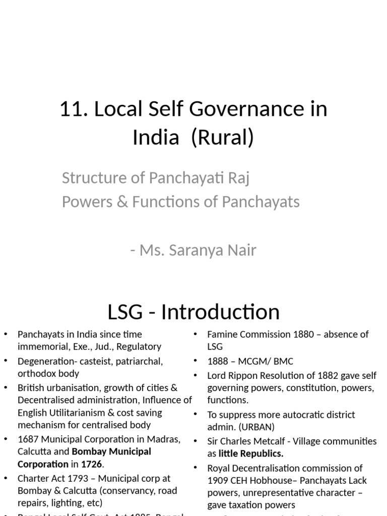 Local Self Governance in Rural India | PDF
