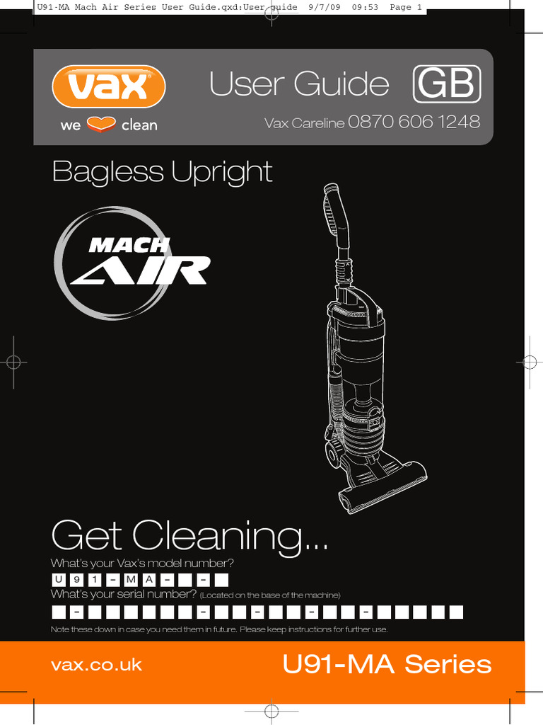 Vax U91-MA Series User Guide | PDF | Vacuum Cleaner | Manufactured Goods