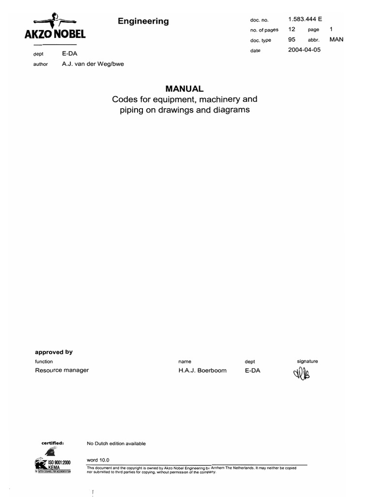 Codes Equipment, Machines, Piping Voor Diagrams - 1583444E | PDF | Pump ...