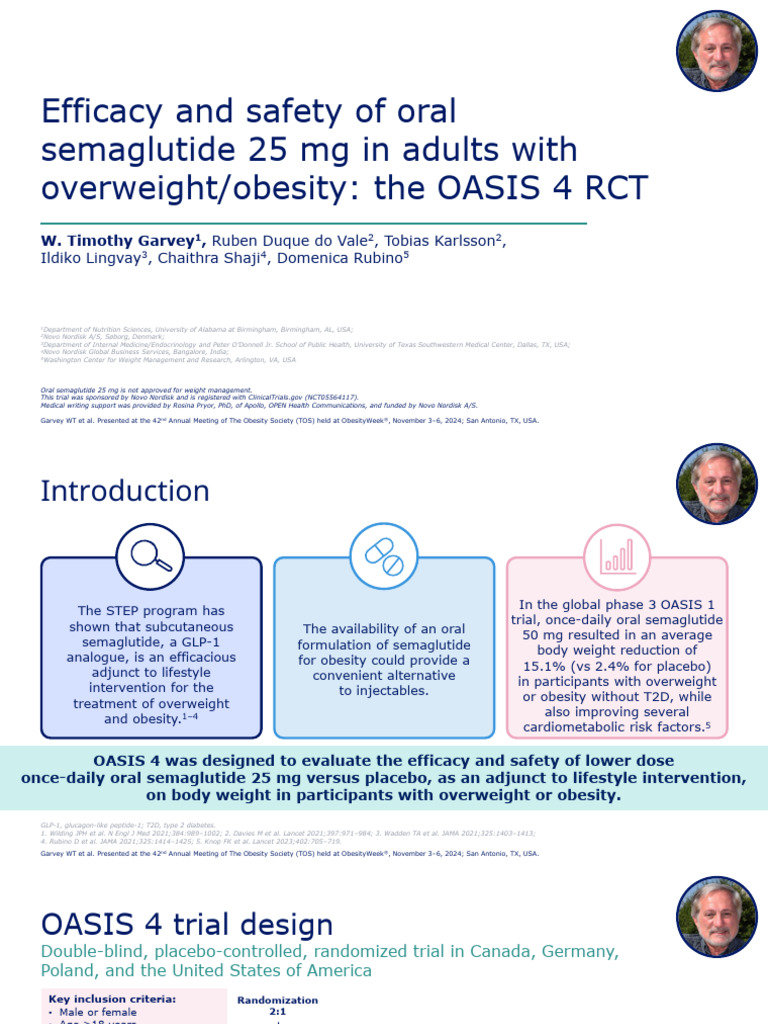 oasis 4 trial semaglutide Garvey OASIS 4 OW24-Oral Final 23oct24 | PDF | Obesity
