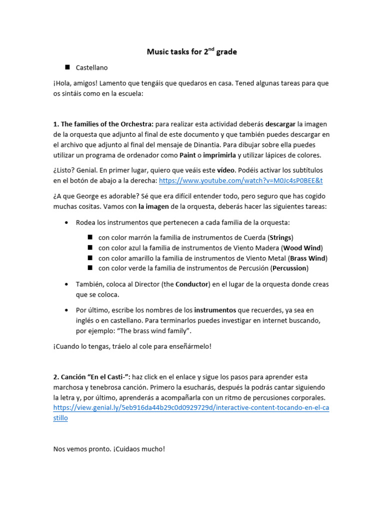 Music Tasks For 2nd Grade | PDF